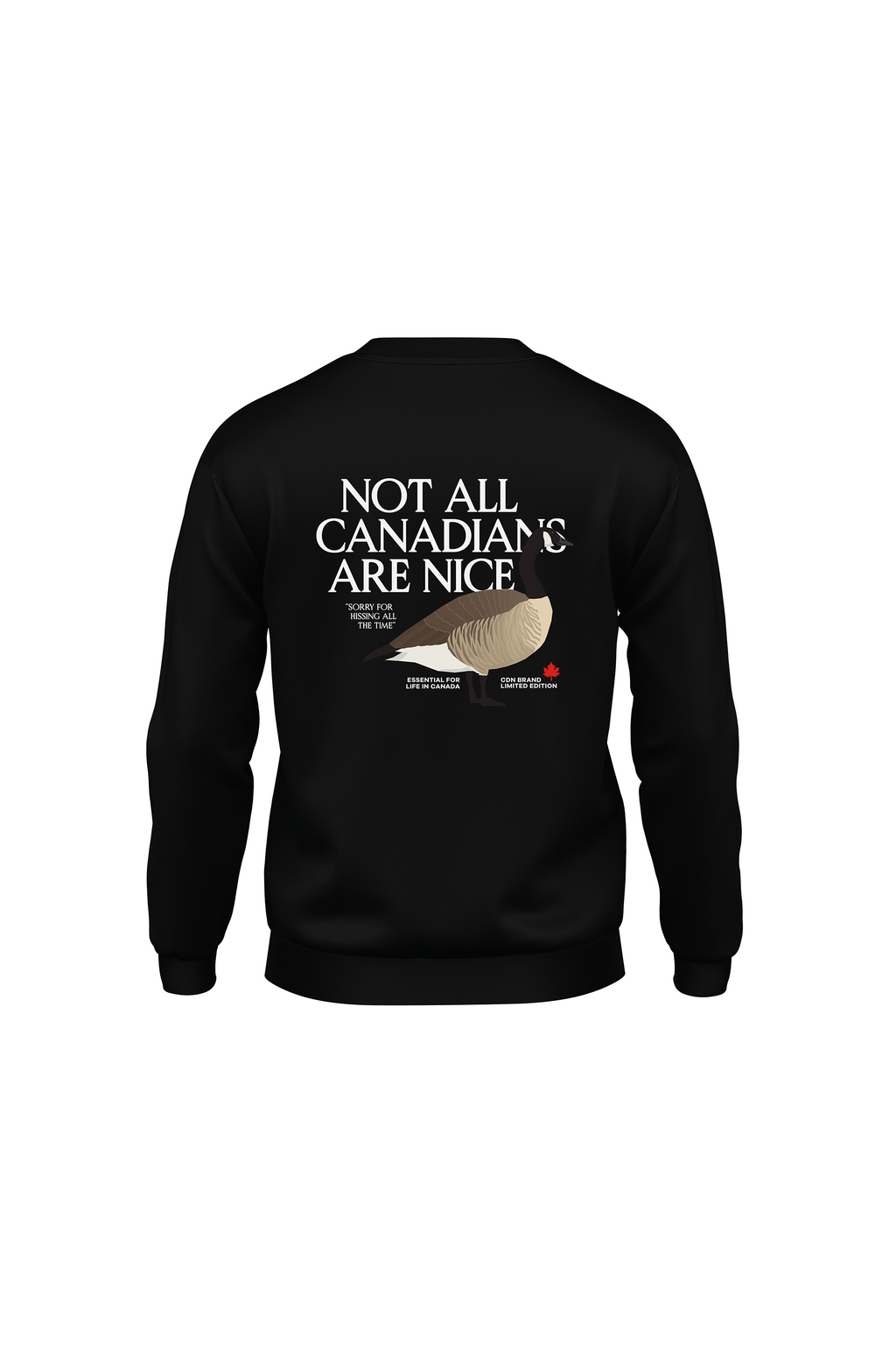 Unisex Black Cotton Goose Crewneck