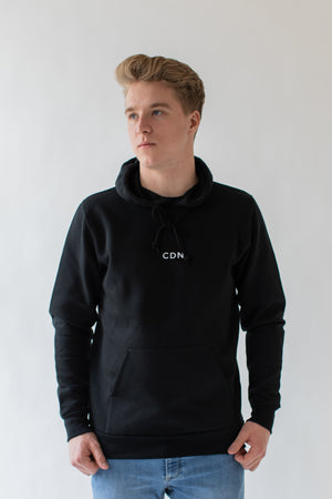 Unisex Black Cotton Stitch Hoodie