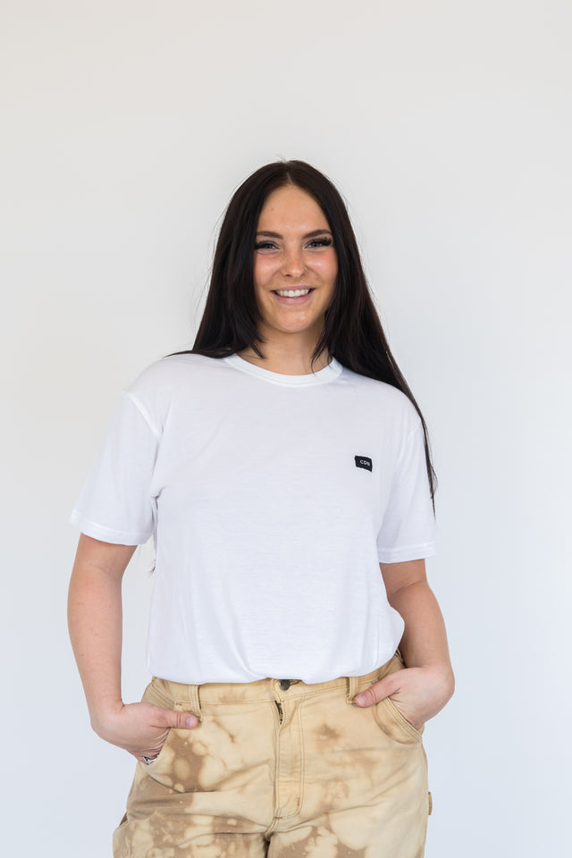 Unisex White Bamboo Patch Tee