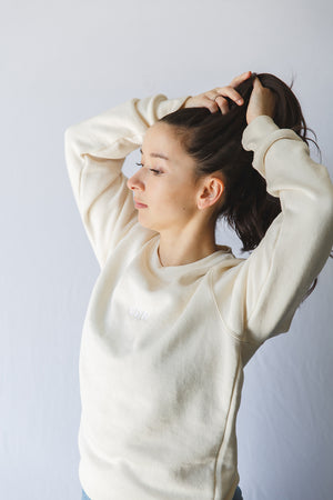 Unisex Oatmeal Bamboo Stitch Crewneck