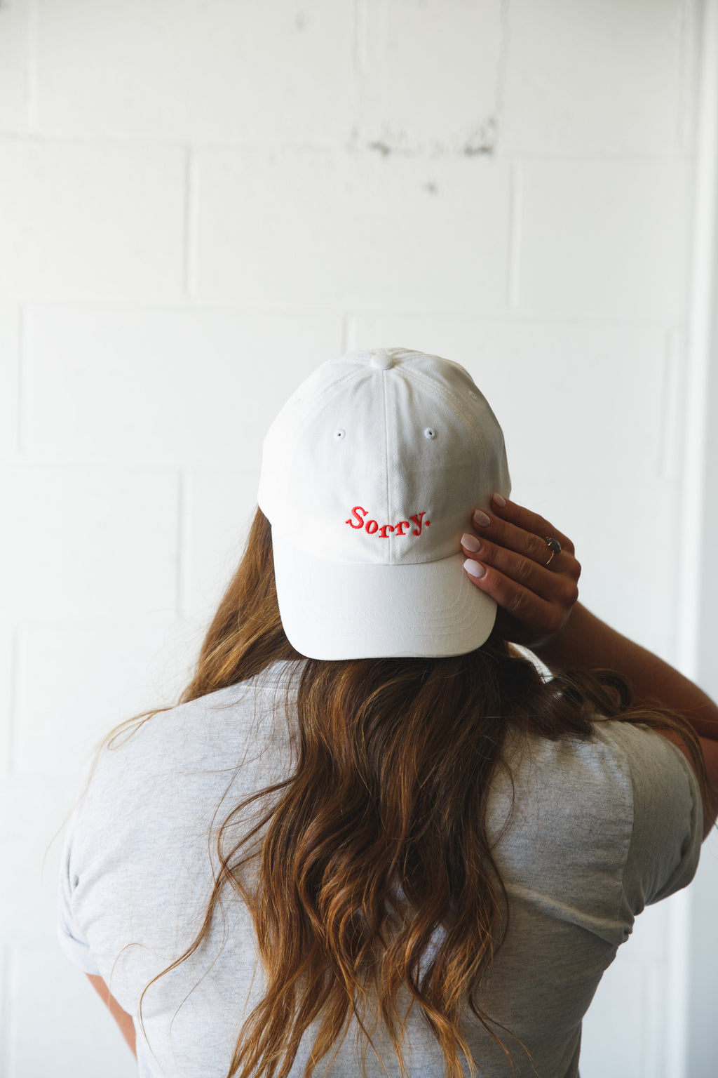 White 'Sorry' Dad Hat